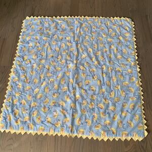 Teddy Bear Sleeping on the Moon, Blue Blanket, 41x41", Dotted, Square, Adorable,